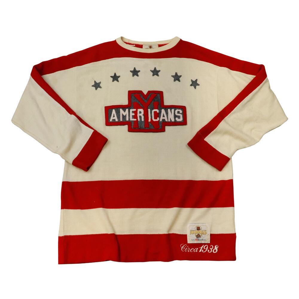 Vintage NHL Heritage Americans Knit Jersey Red/Tan Size N/A 1938 Hockey